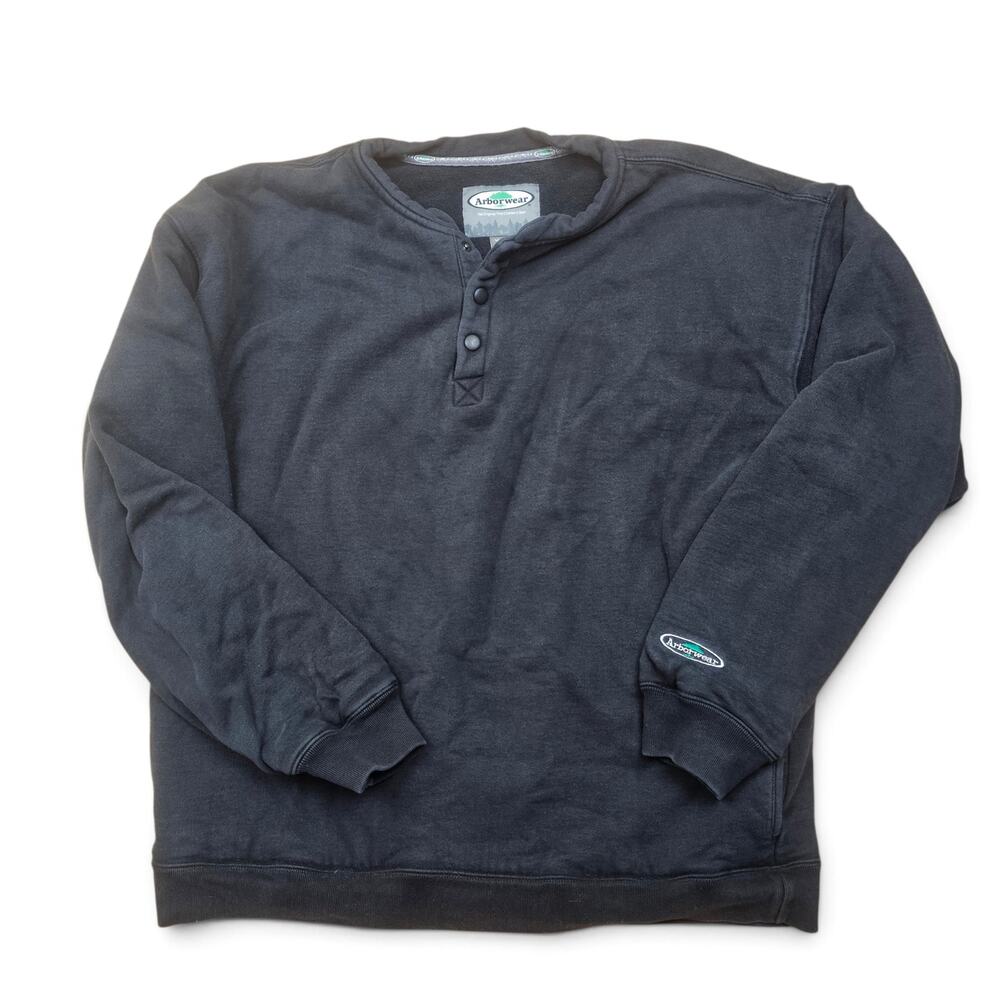 ARBORWEAR Double Thick Henley Sweatshirt Men's XL Heavyweight Workwear Utility